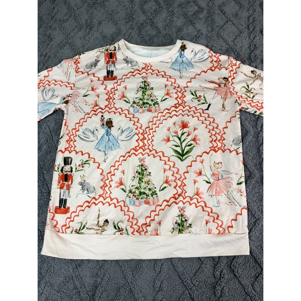 Christmas NEW Size Sz S Nutcracker knit top blouse Ballerina Swans Fairies - Picture 3 of 5